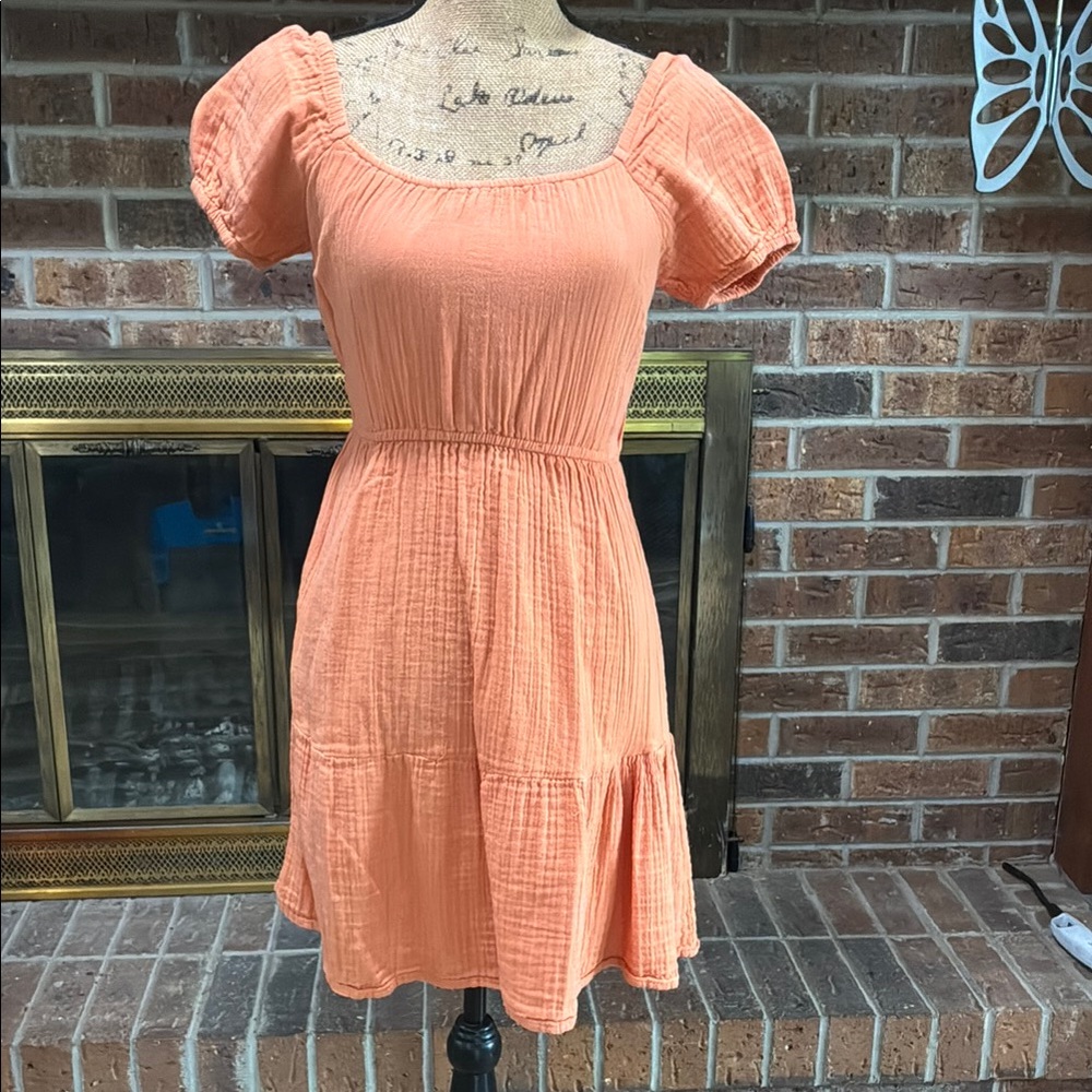 Jessica Simpson Orange Smocked Mini Sundress